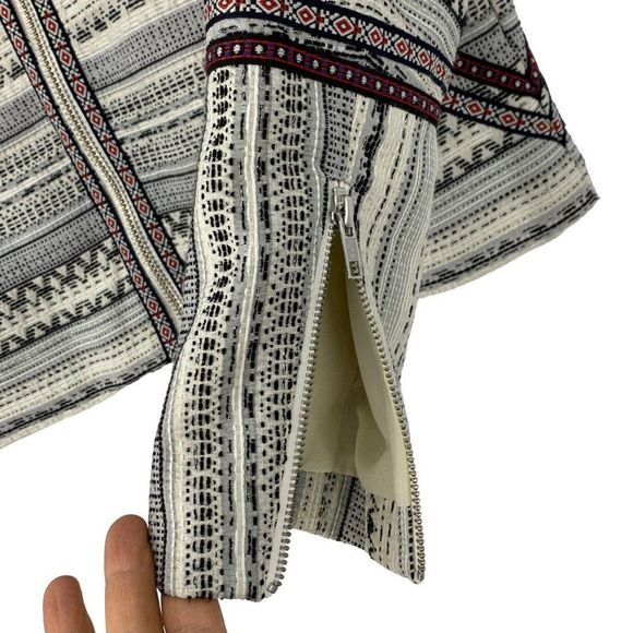 Tularosa Womens Crop Boho Geo Pattern Jacket Blazer size Large Zip Lined 3476 - Picture 4 of 7